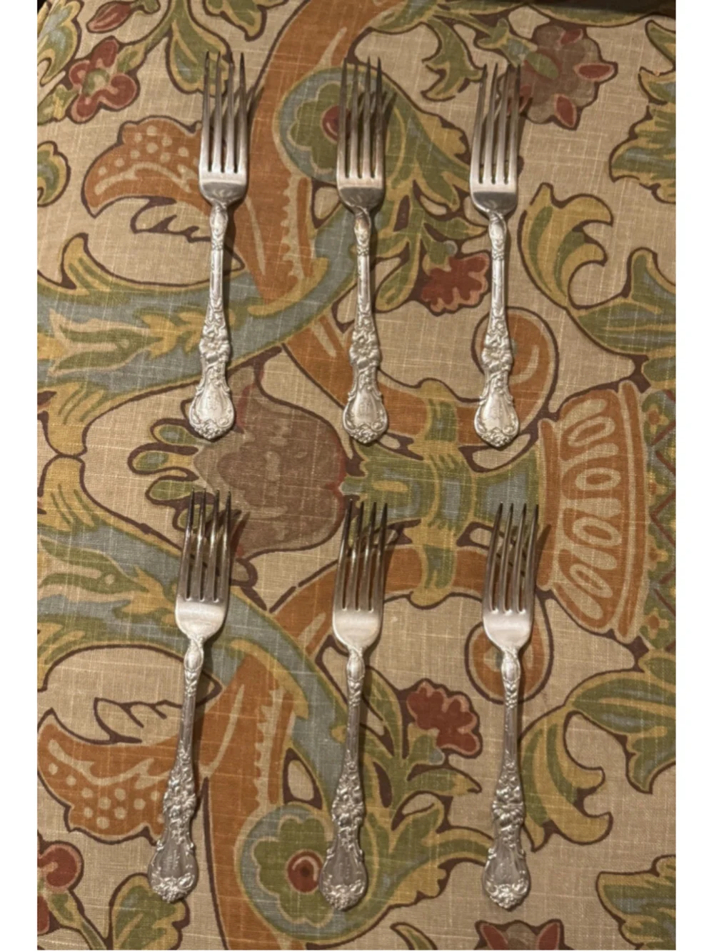 Antique 1835 R Wallace HIBISCUS Silverplate Forks – Monogram P – Set of 6